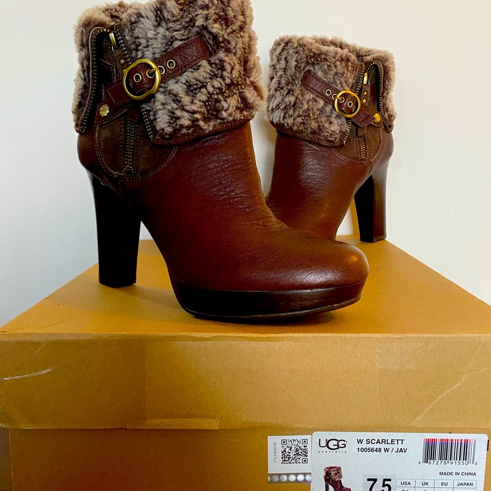 Brown Ugg size 7.5 W Scarlett high heeled boots